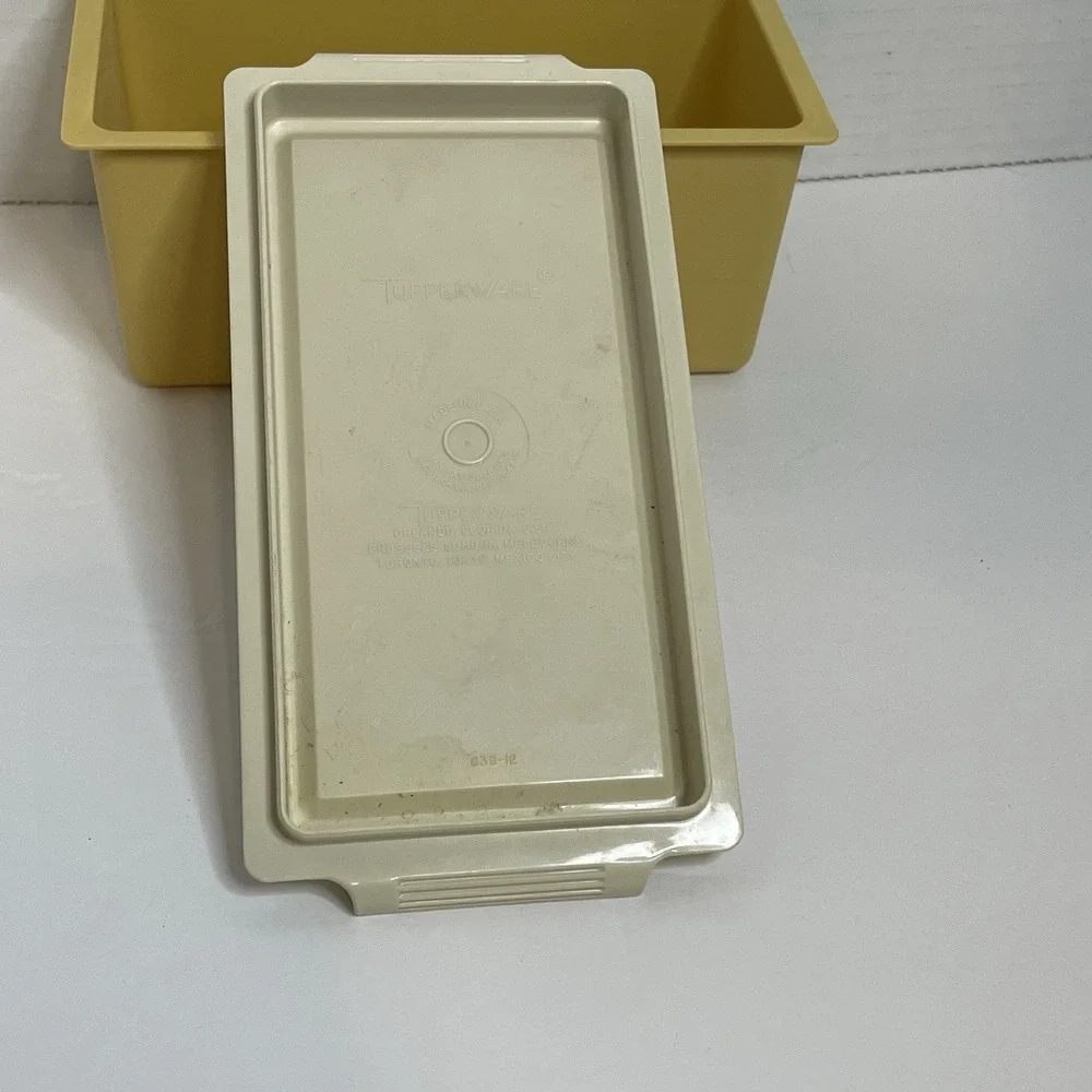 Tupperware 1 Pound Butter Dish Keeper Harvest Gold Top Almond Base Vintage